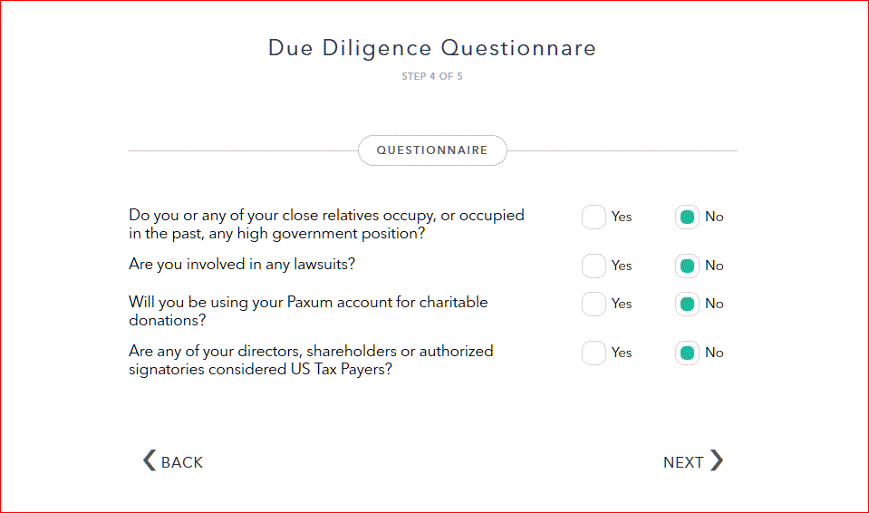 Due Diligence Questionnare